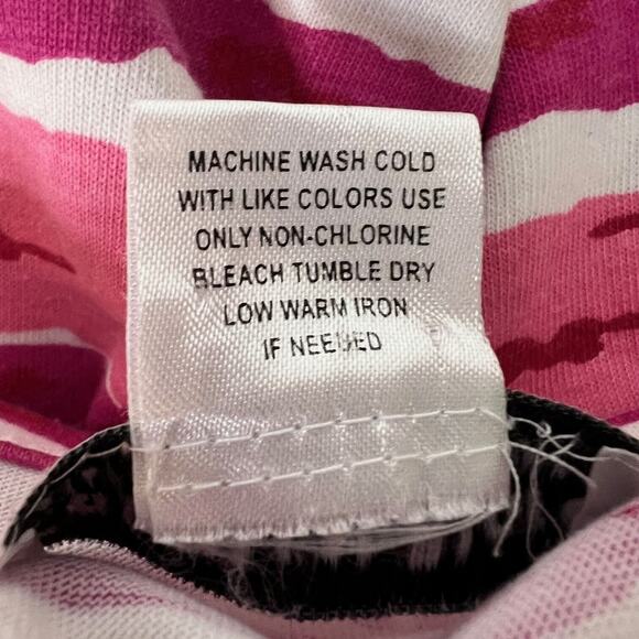 Country Store Womens Short Sleeve Tee Size 3X Pink White Mixed Stripes Ruched - Picture 6 of 6